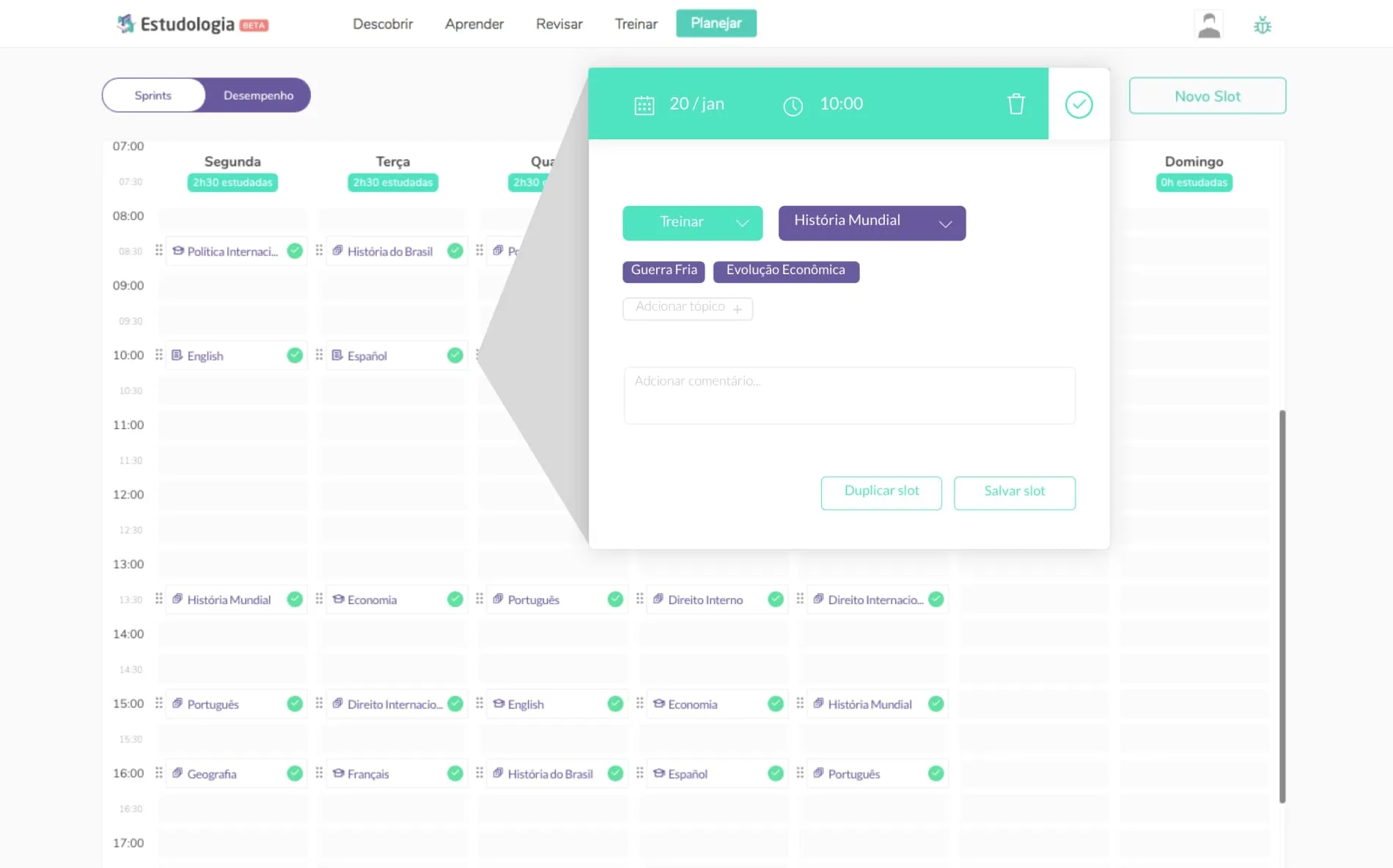área interna do usuário