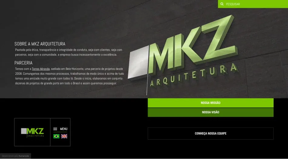 Página sobre nós mkz arquitetura